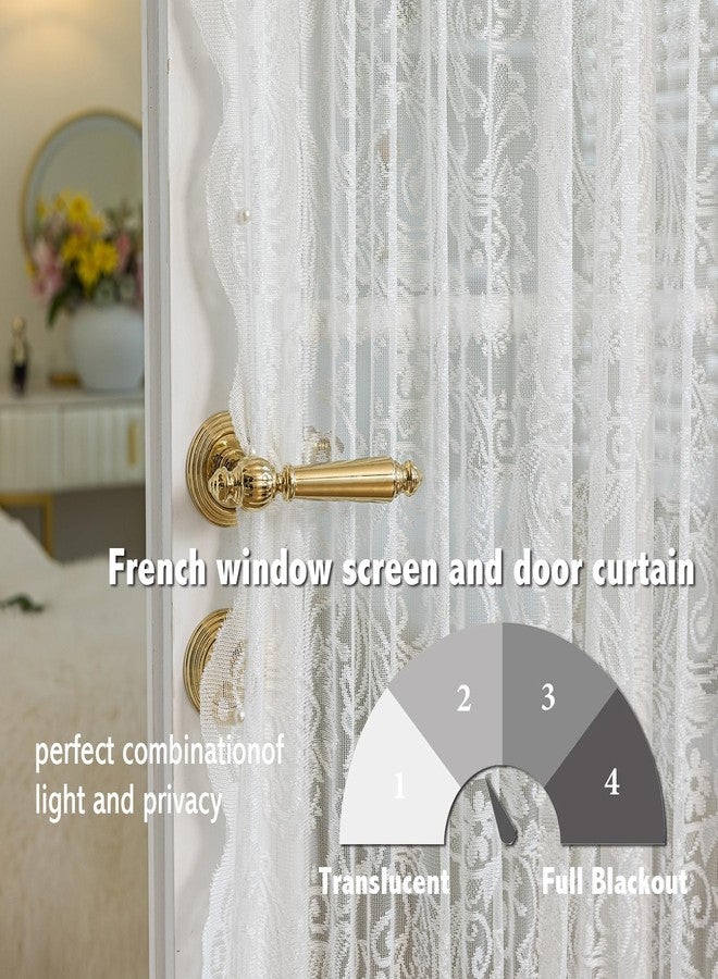 gonnrly French Door Curtains Set of 2, No Drill Adhesive for Door Window Light Filtering and Privacy, Easy Install with Lace Bows (26" W x 73" L - White) - Image 5
